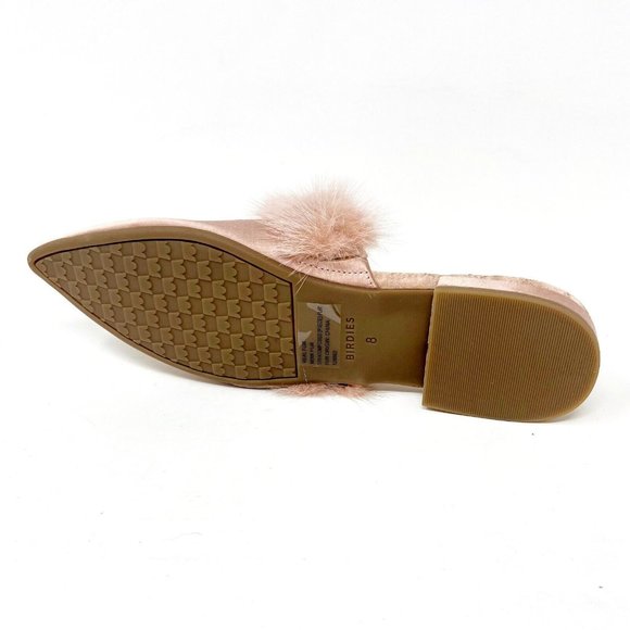 Birdies The Dove French Rose Womens Slip On Mink Fur Pointed Toe Mules - Picture 5 of 5